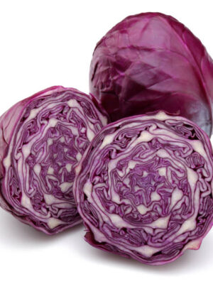 Fresh red cabbage isolated on white background