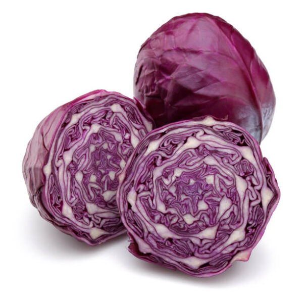 Fresh red cabbage isolated on white background